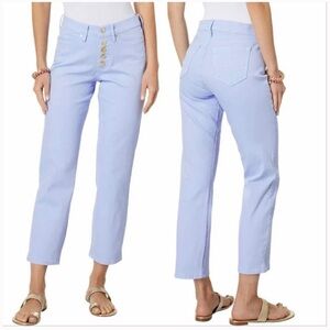 Lilly Pulitzer South Ocean High-Rise Straight Leg Jeans Purple Phlox SZ 0